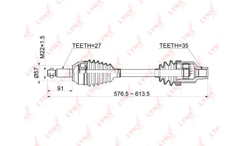 Привод в сборе LYNXauto, передний, правый, арт. CD-1049