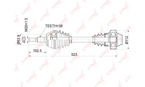 Привод в сборе LYNXauto, передний, арт. CD-1167