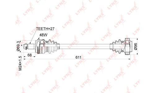 Привод в сборе LYNXauto, задний, левый, арт. CD-1031A