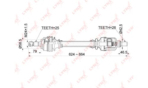 Привод в сборе LYNXauto, передний, левый, арт. CD-1041