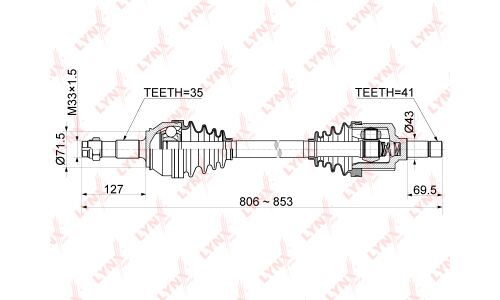 Привод в сборе LYNXauto, передний, левый, арт. CD-1045