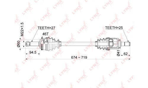 Привод в сборе LYNXauto, передний, левый, арт. CD-1052A