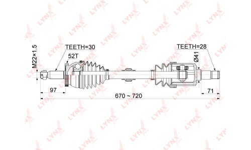 Привод в сборе | перед лев LYNXauto, арт. CD-1054A
