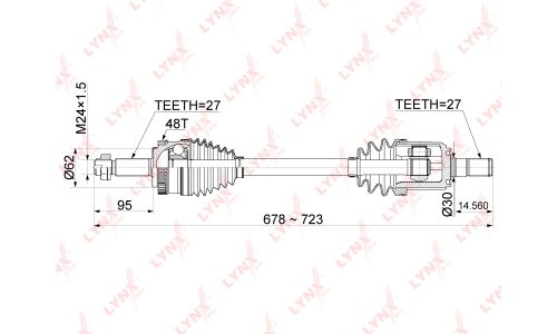 Привод в сборе LYNXauto, передний, левый, арт. CD-1071A