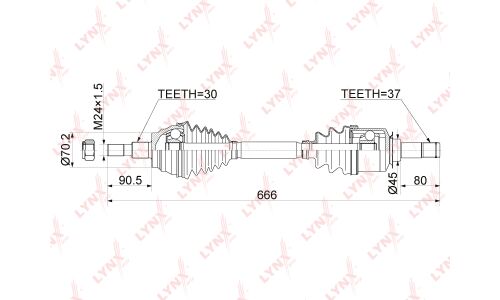 Привод в сборе LYNXauto, передний, левый, арт. CD-1080