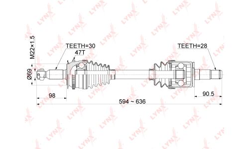 Привод в сборе LYNXauto, передний, левый, арт. CD-1085A