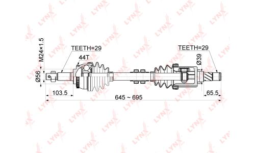 Привод в сборе LYNXauto, передний, левый, арт. CD-1120A
