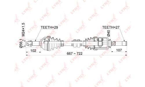 Привод в сборе LYNXauto, передний, левый, арт. CD-1123
