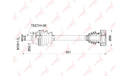 Привод в сборе | перед лев LYNXauto, арт. CD-1128