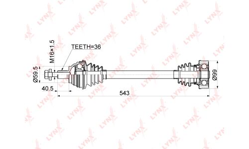 Привод в сборе LYNXauto, передний, левый, арт. CD-1130