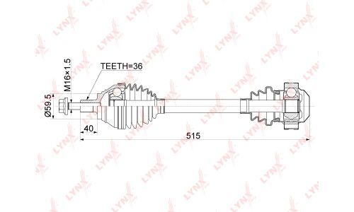 Привод в сборе LYNXauto, передний, левый, арт. CD-1134