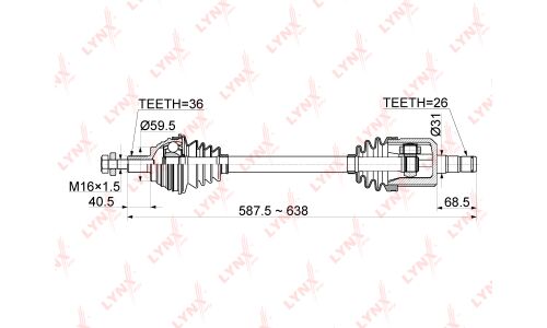 Привод в сборе LYNXauto, передний, левый, арт. CD-1135