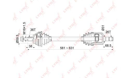 Привод в сборе LYNXauto, передний, левый, арт. CD-1140