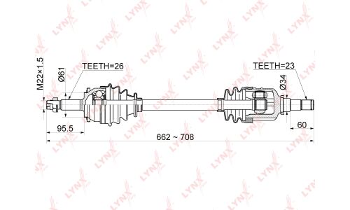 Привод в сборе LYNXauto, передний, левый, арт. CD-1152