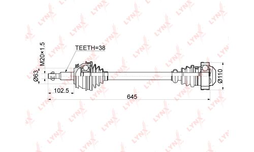 Привод в сборе LYNXauto, передний, левый, арт. CD-1161