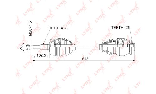 Привод в сборе LYNXauto, передний, левый, арт. CD-1163