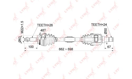 Привод в сборе LYNXauto, передний, левый, арт. CD-7510A