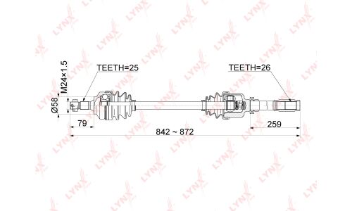 Привод в сборе LYNXauto, передний, правый, арт. CD-1042