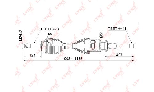Привод в сборе LYNXauto, передний, правый, арт. CD-1051A