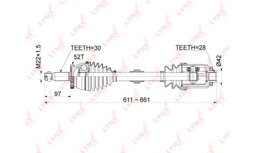 Привод в сборе LYNXauto, передний, правый, арт. CD-1055A