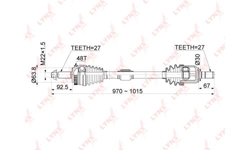 Привод в сборе LYNXauto, передний, правый, арт. CD-1067A