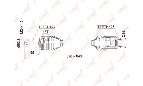 Привод в сборе LYNXauto, передний, правый, арт. CD-1073A