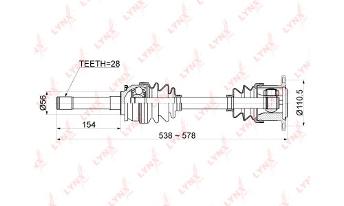 Привод в сборе LYNXauto, передний, правый, арт. CD-1088