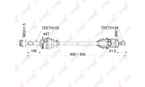 Привод в сборе LYNXauto, передний, правый, арт. CD-1098A