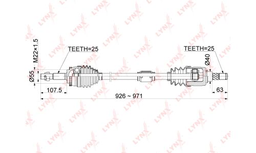 Привод в сборе LYNXauto, передний, правый, арт. CD-1100A