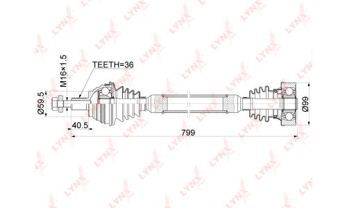 Привод в сборе LYNXauto, передний, правый, арт. CD-1131