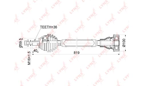Привод в сборе LYNXauto, передний, правый, арт. CD-1136