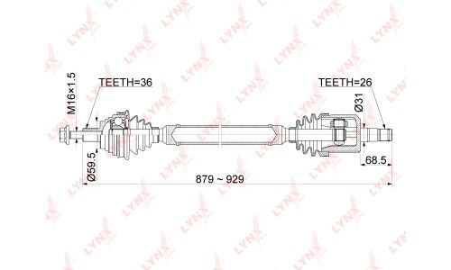Привод в сборе LYNXauto, передний, правый, арт. CD-1141