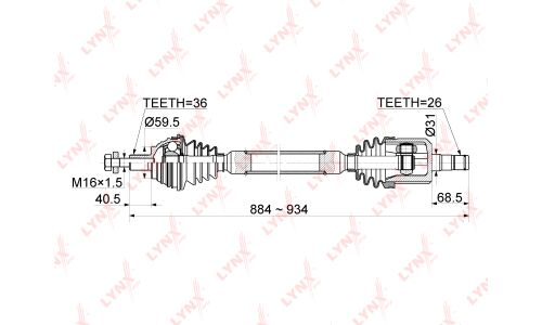 Привод в сборе LYNXauto, передний, правый, арт. CD-1142