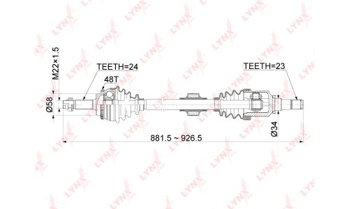 Привод в сборе LYNXauto, передний, правый, арт. CD-1146A