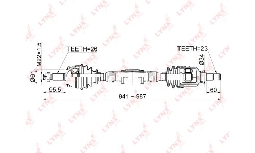 Привод в сборе LYNXauto, передний, правый, арт. CD-1153