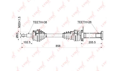 Привод в сборе LYNXauto, передний, правый, арт. CD-1162