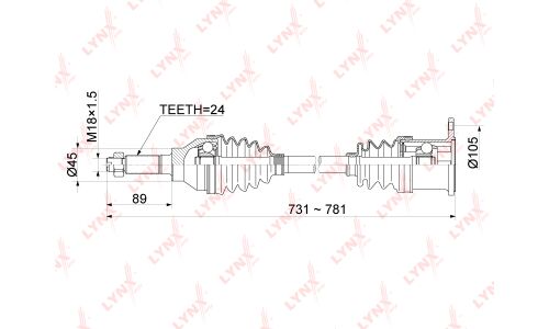 Привод в сборе LYNXauto, задний, правый, арт. CD-1144