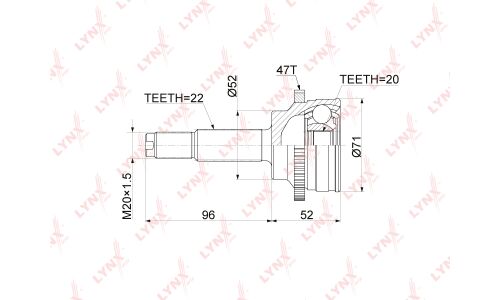 ШРУС LYNXauto, внешний, арт. CO-3921A