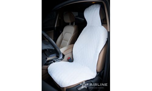 Накидка Airline для передних сидений, искусственный мех, белый цвет, 1шт