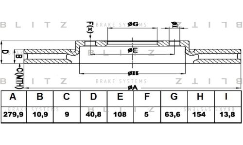 Диск тормозной Blitz, задний, арт. BS0434