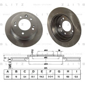 Диск тормозной Blitz, задний, правый/левый, 1 шт, арт. BS0288