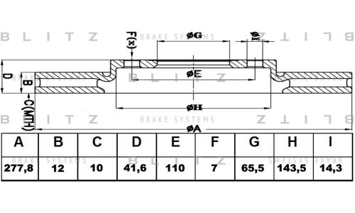 Диск тормозной Blitz, задний, арт. BS0449