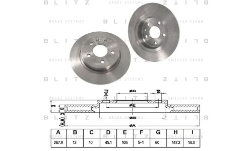 Диск тормозной Blitz, задний, арт. BS0312