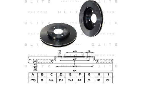 Диск тормозной Blitz, передний, арт. BS0284