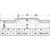 Диск тормозной | зад прав/лев | | зад Blitz, арт. BS0451