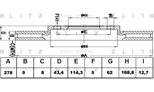 Диск тормозной | зад прав/лев | | зад Blitz, арт. BS0451