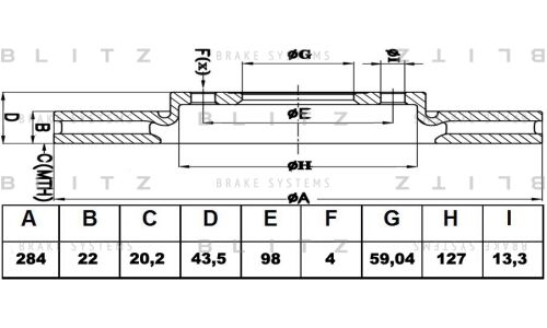 Диск тормозной вентилируемый | перед Blitz, арт. BS0364