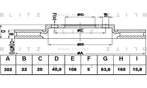 Диск тормозной Blitz, задний, арт. BS0416