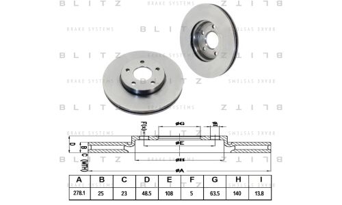 Диск тормозной Blitz, передний, арт. BS0203