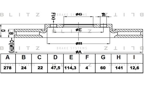Диск тормозной Blitz, передний, арт. BS0407